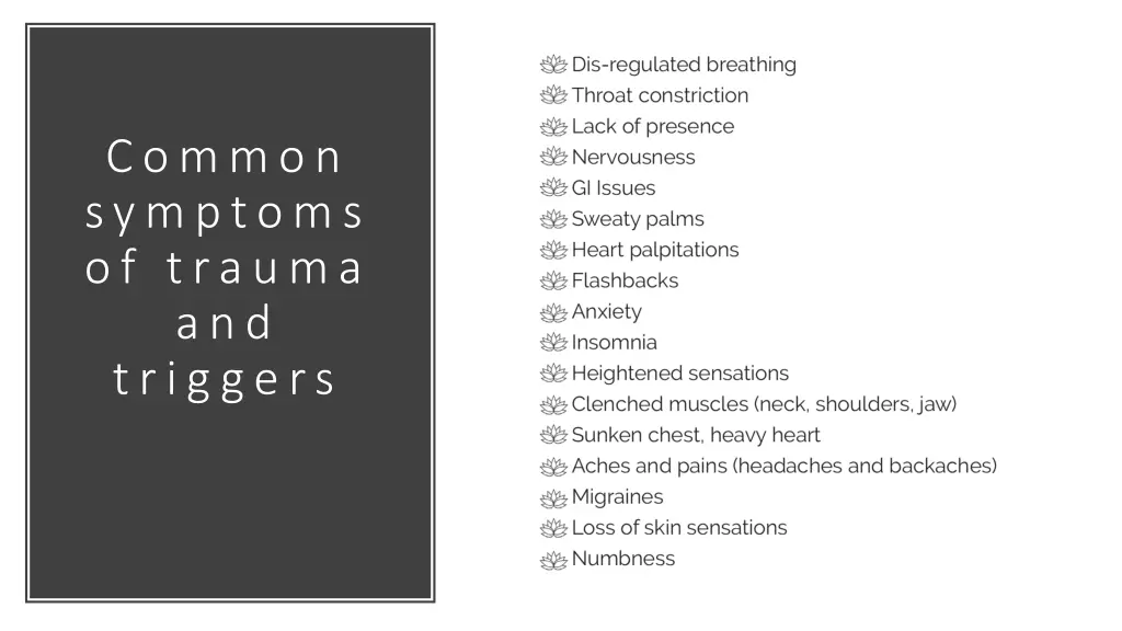 common symptoms of trauma and triggers