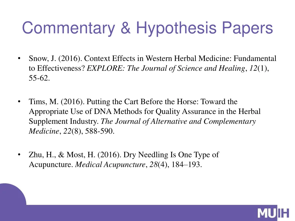 commentary hypothesis papers