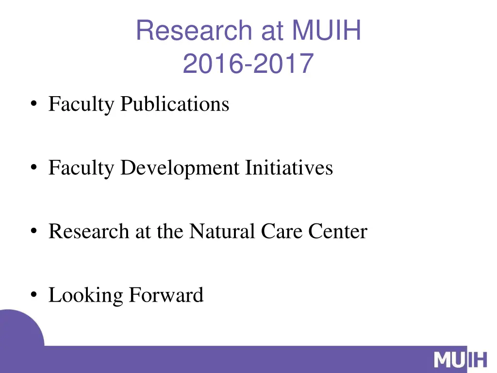 research at muih 2016 2017