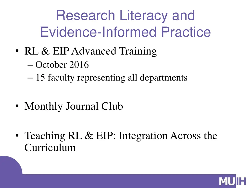 research literacy and evidence informed practice