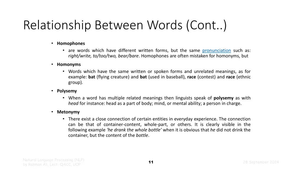 relationship between words cont 1