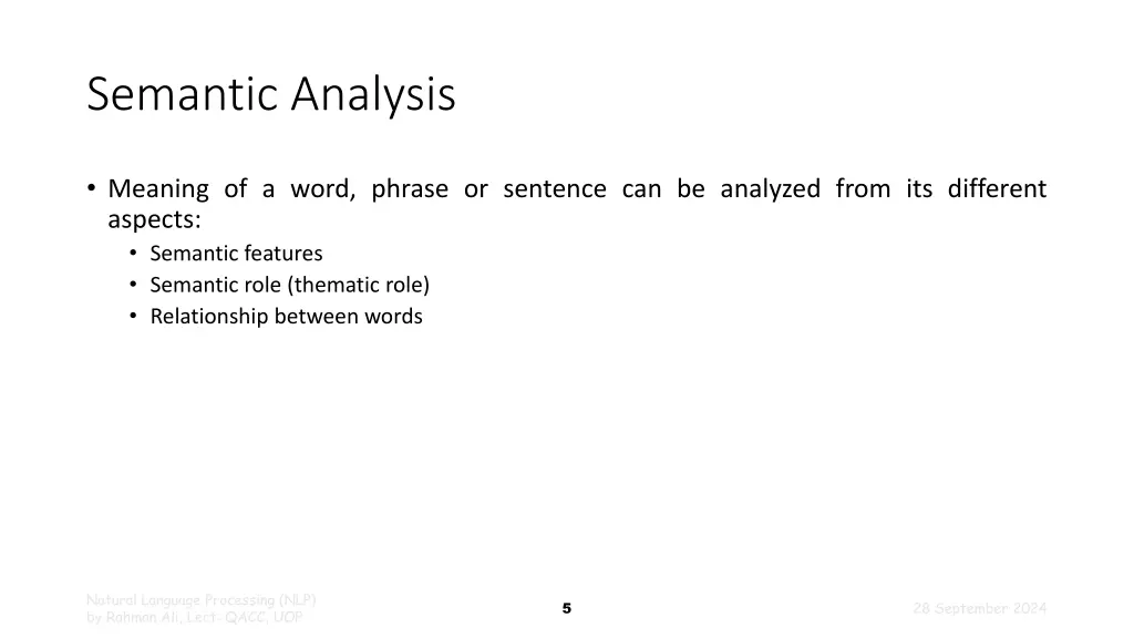 semantic analysis