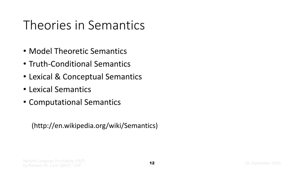 theories in semantics