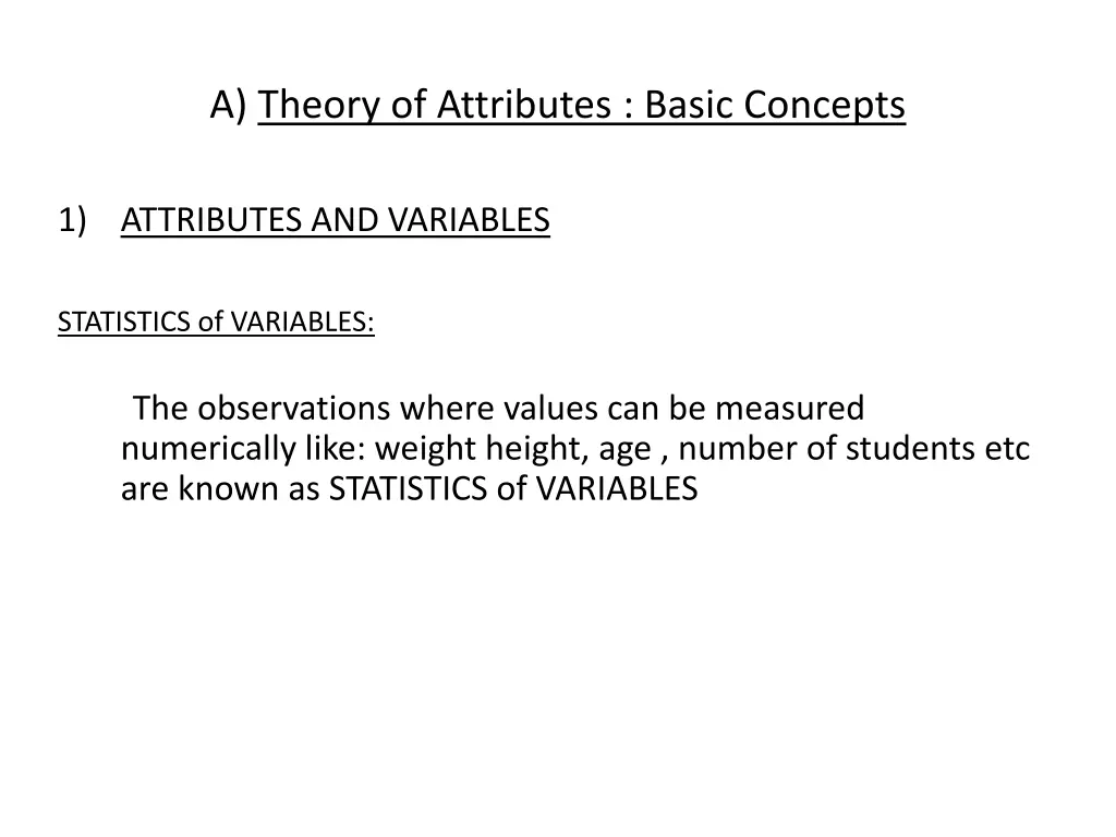 a theory of attributes basic concepts