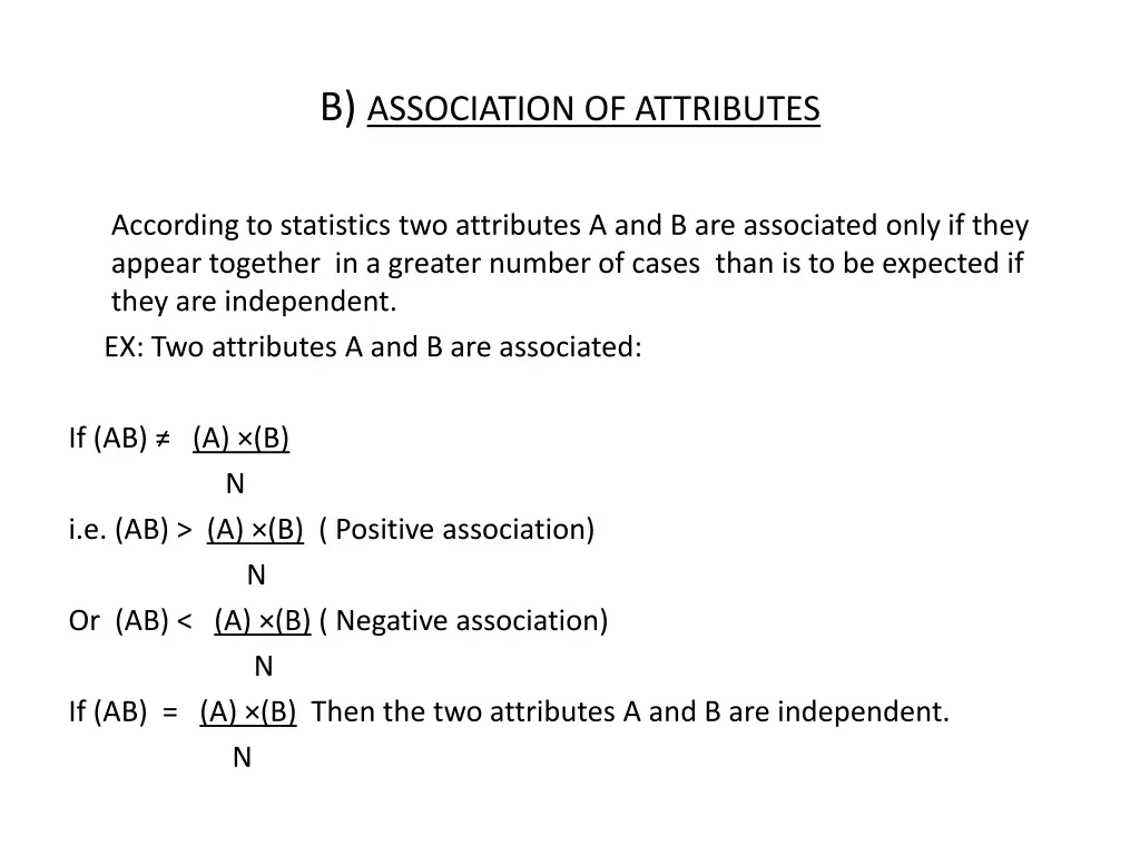 b association of attributes