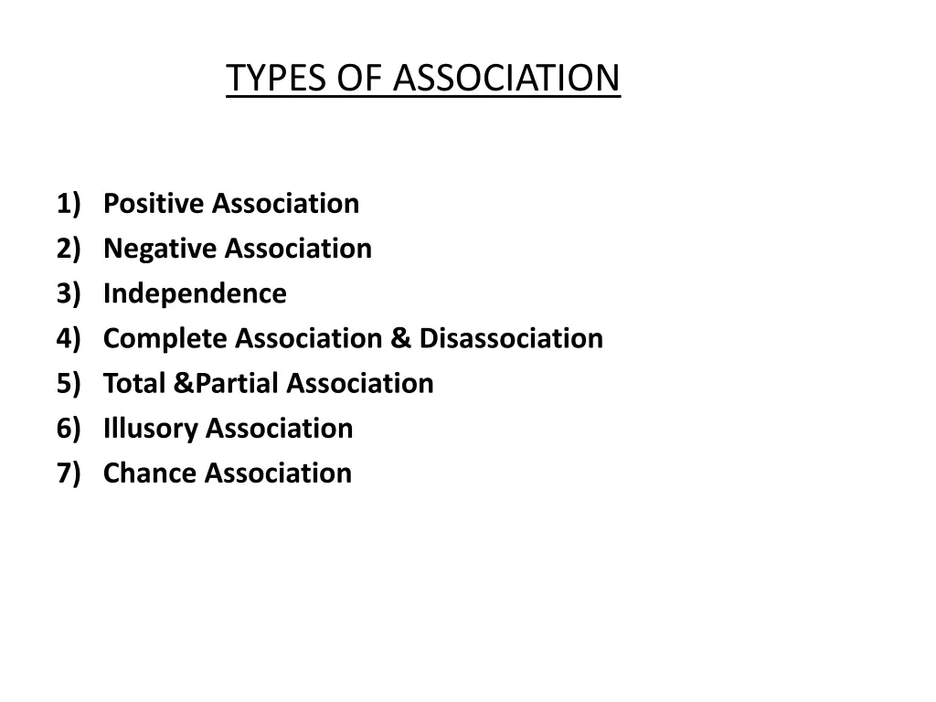 types of association