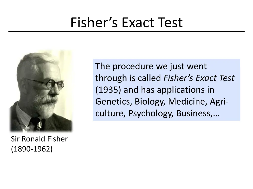 fisher s exact test