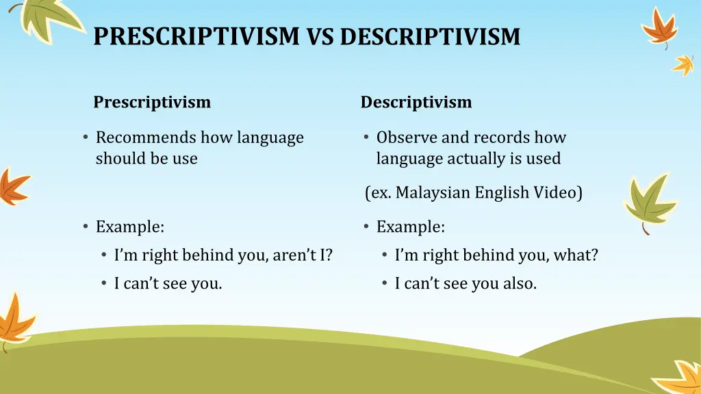 prescriptivism vs descriptivism