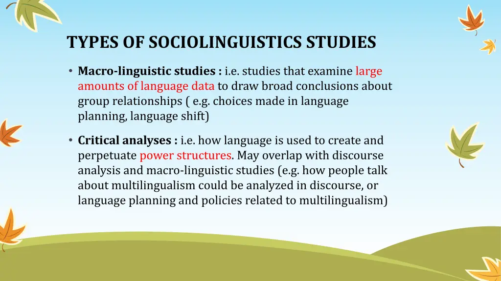 types of sociolinguistics studies 1