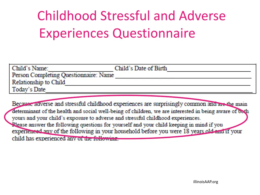 childhood stressful and adverse experiences