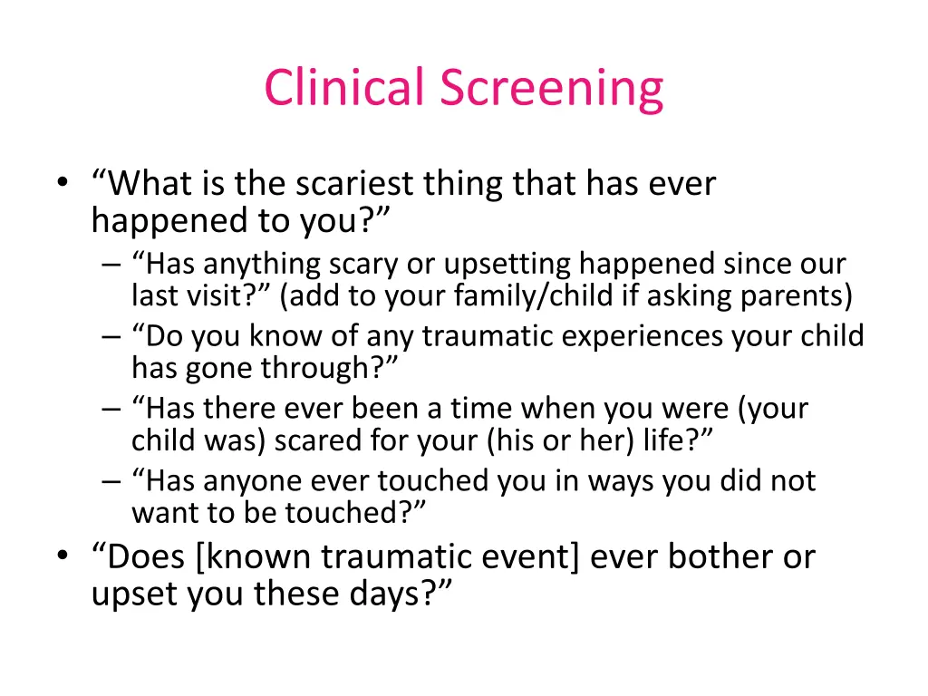 clinical screening