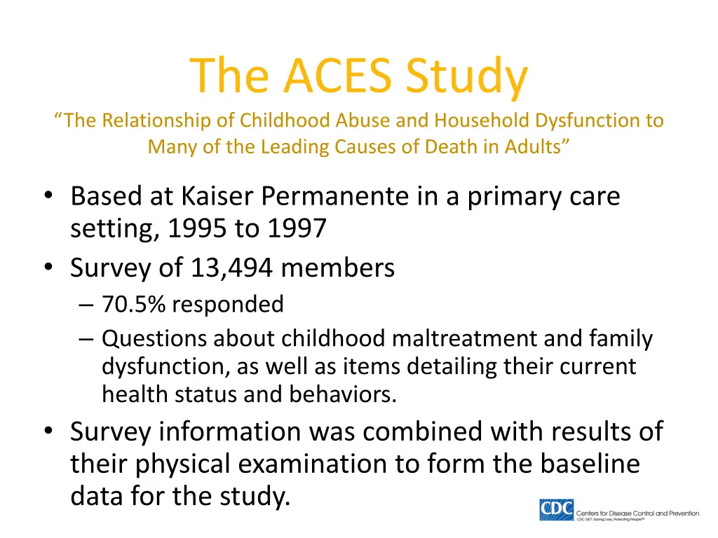 the aces study the relationship of childhood