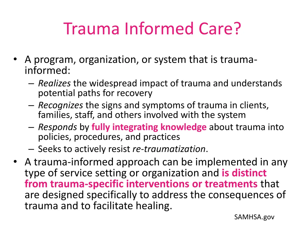 trauma informed care