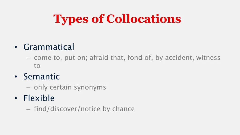 types of collocations