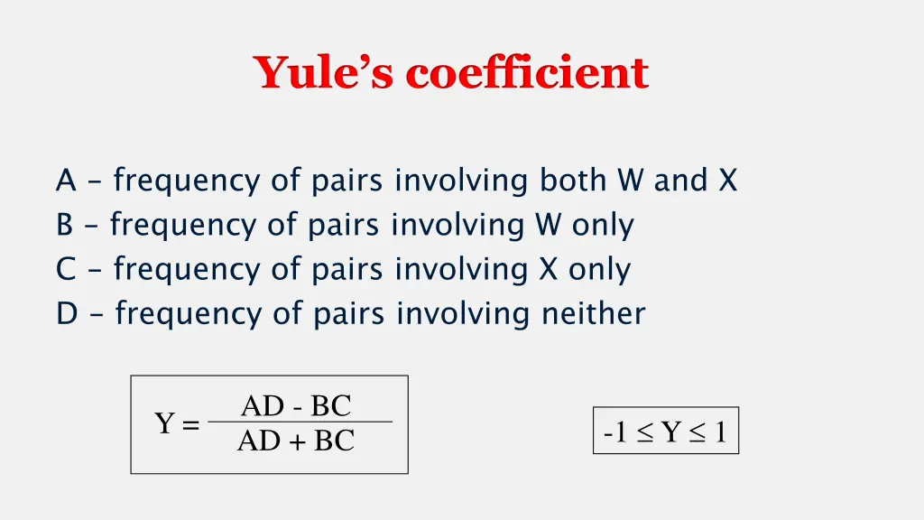 yule s coefficient