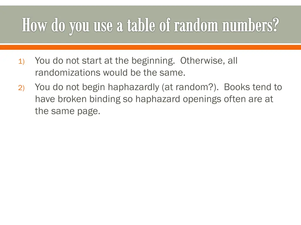 how do you use a table of random numbers