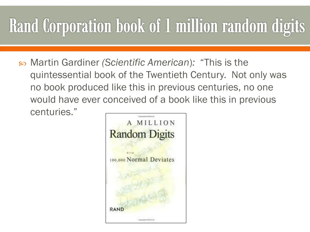 rand corporation book of 1 million random digits