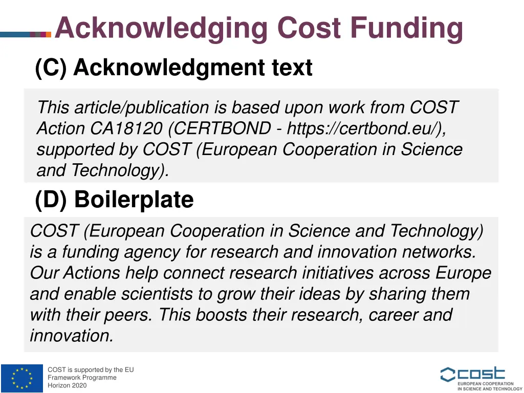 acknowledging cost funding c acknowledgment text