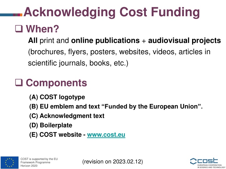 acknowledging cost funding when all print