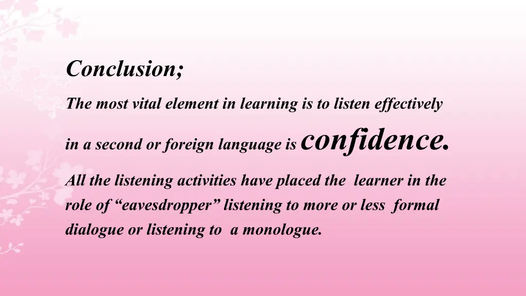 conclusion the most vital element in learning