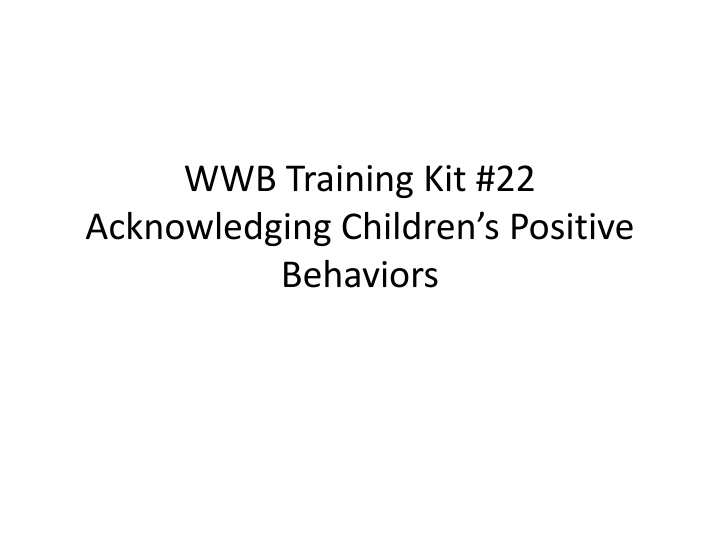 wwb training kit 22 acknowledging children