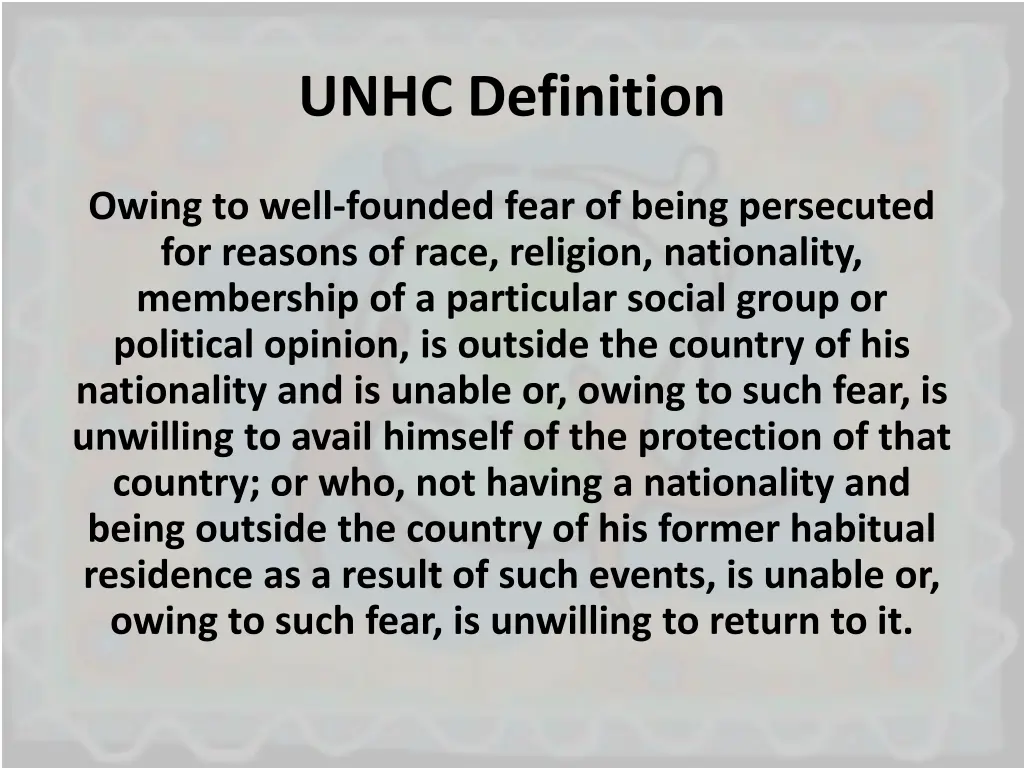 unhc definition