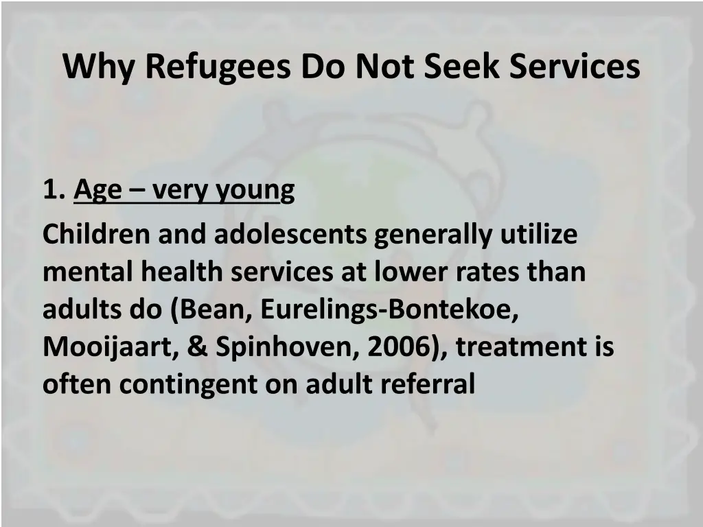 why refugees do not seek services