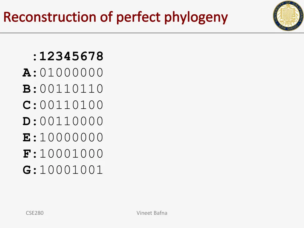 reconstruction of perfect phylogeny