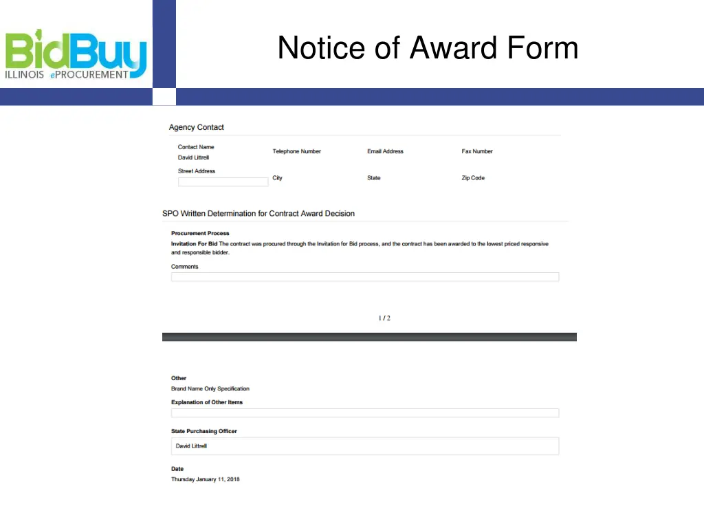 notice of award form 1