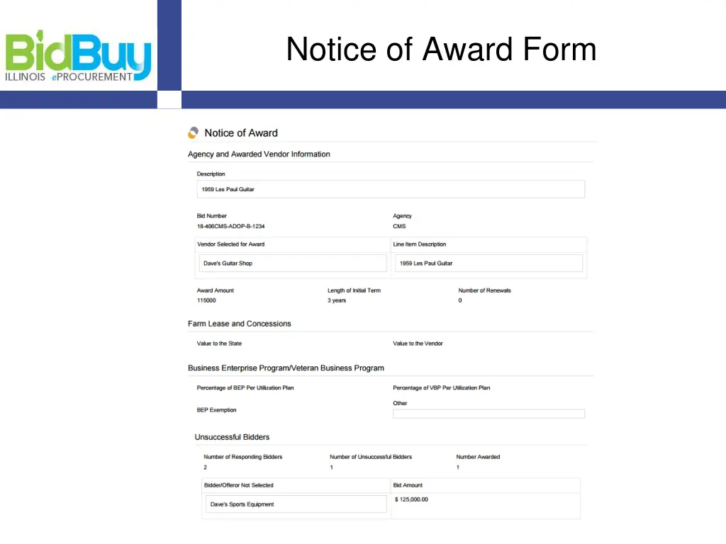 notice of award form