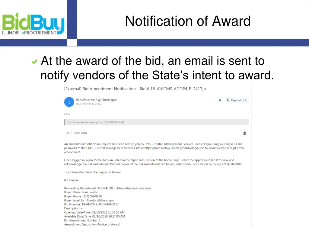 notification of award