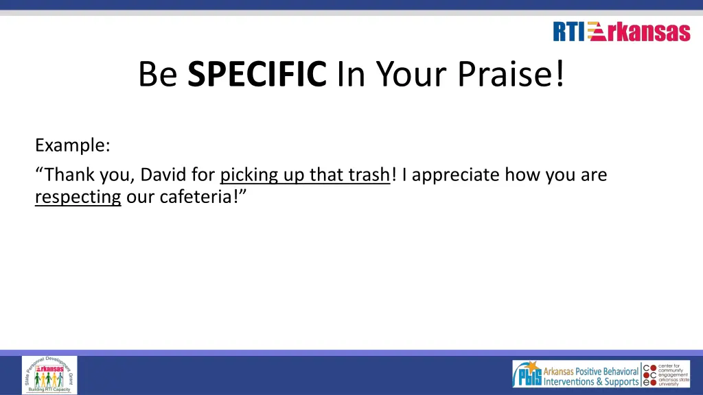 be specific in your praise