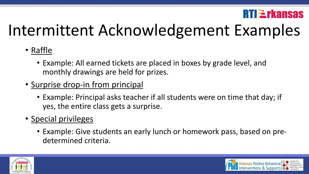 intermittent acknowledgement examples