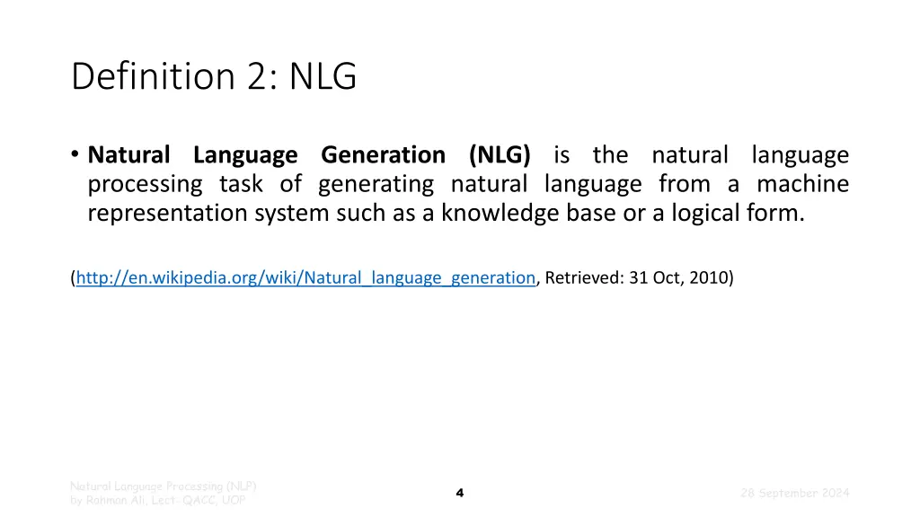 definition 2 nlg