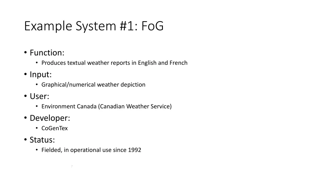 example system 1 fog