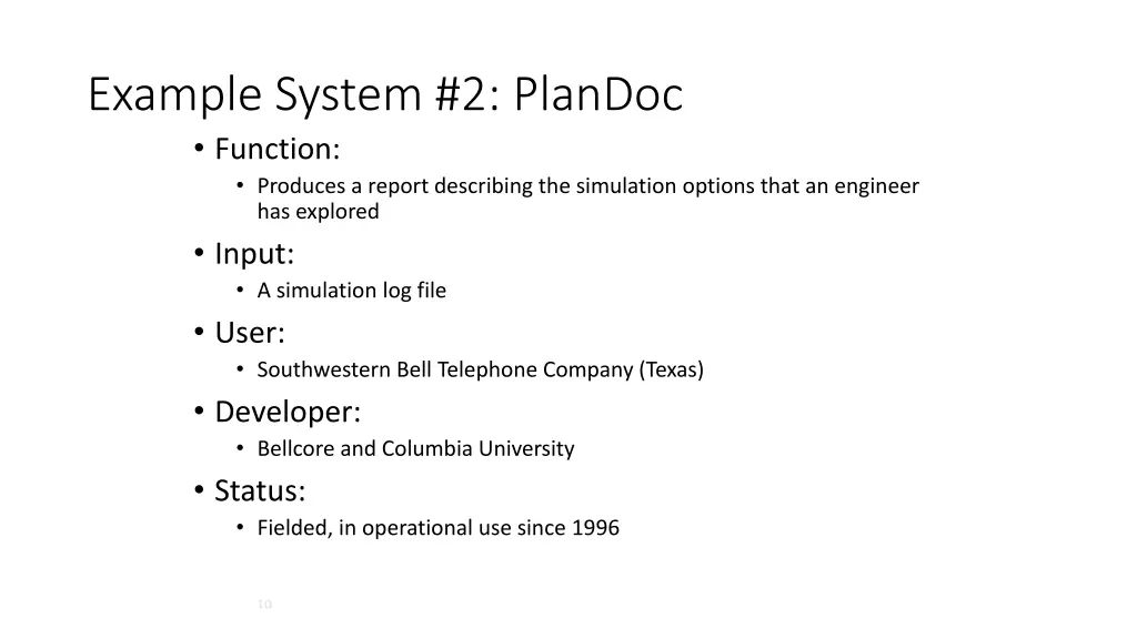 example system 2 plandoc function produces