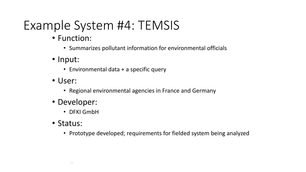 example system 4 temsis function summarizes