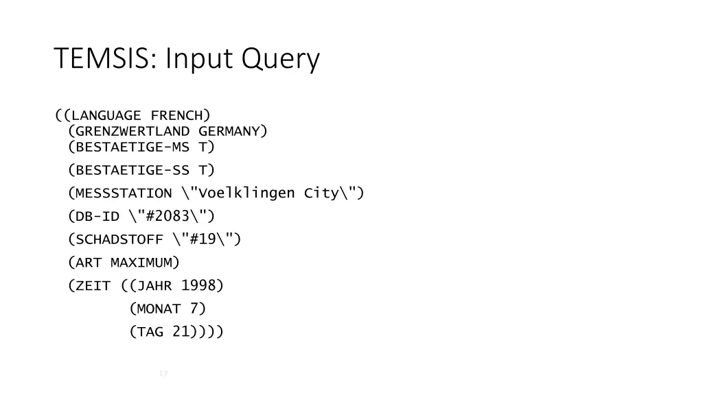 temsis input query