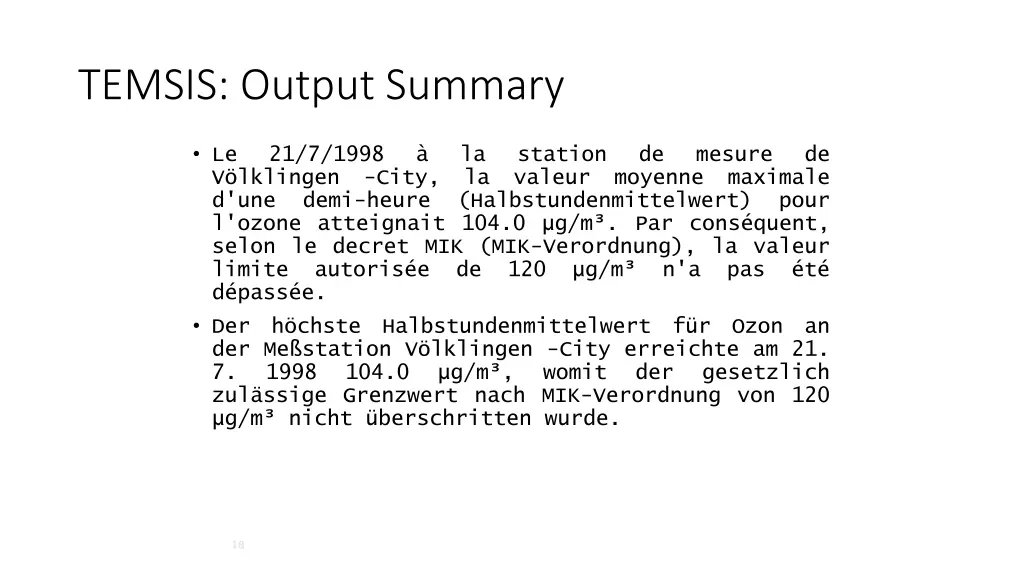 temsis output summary