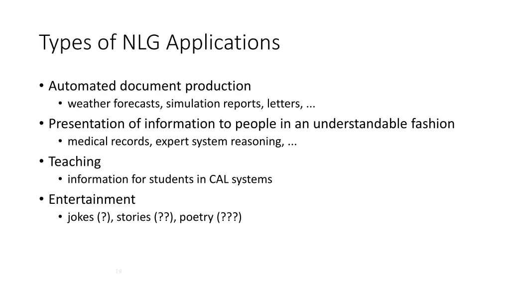 types of nlg applications