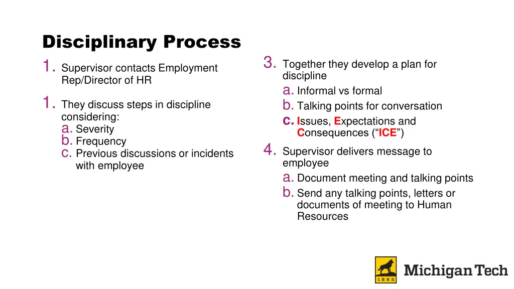 disciplinary process 1 supervisor contacts