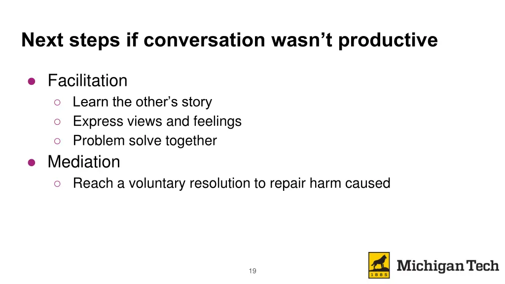 next steps if conversation wasn t productive