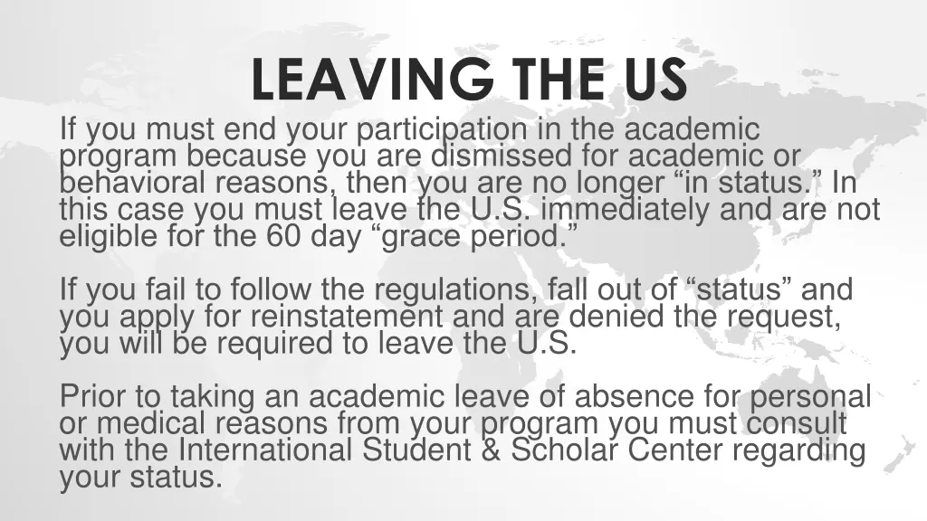 leaving the us if you must end your participation