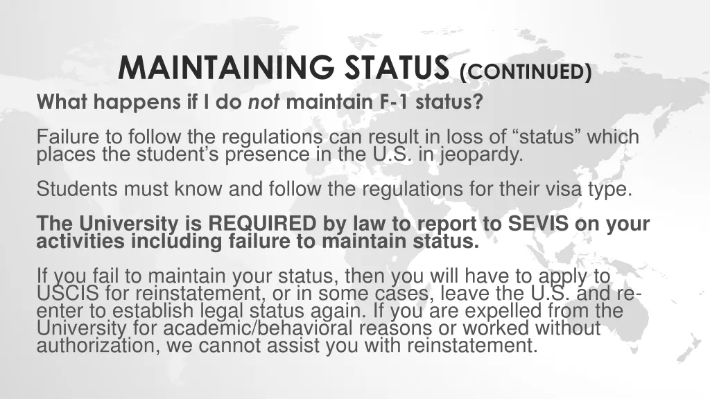 maintaining status continued what happens