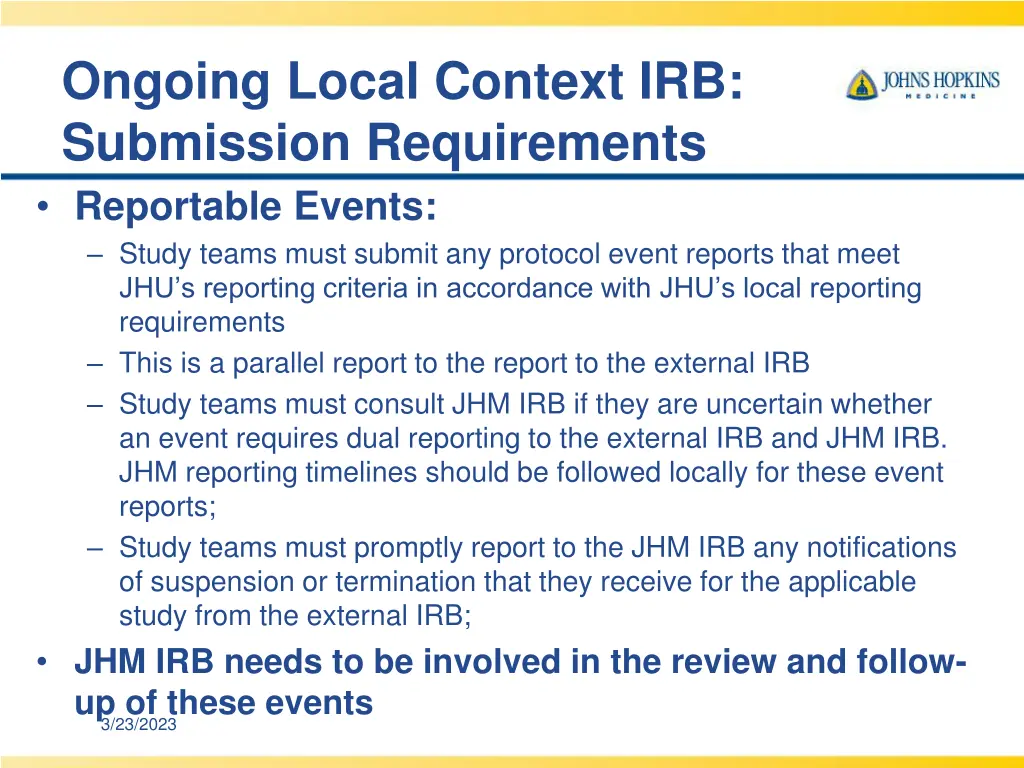 ongoing local context irb submission requirements 3