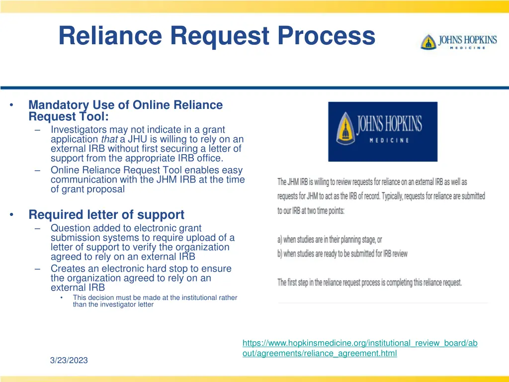 reliance request process