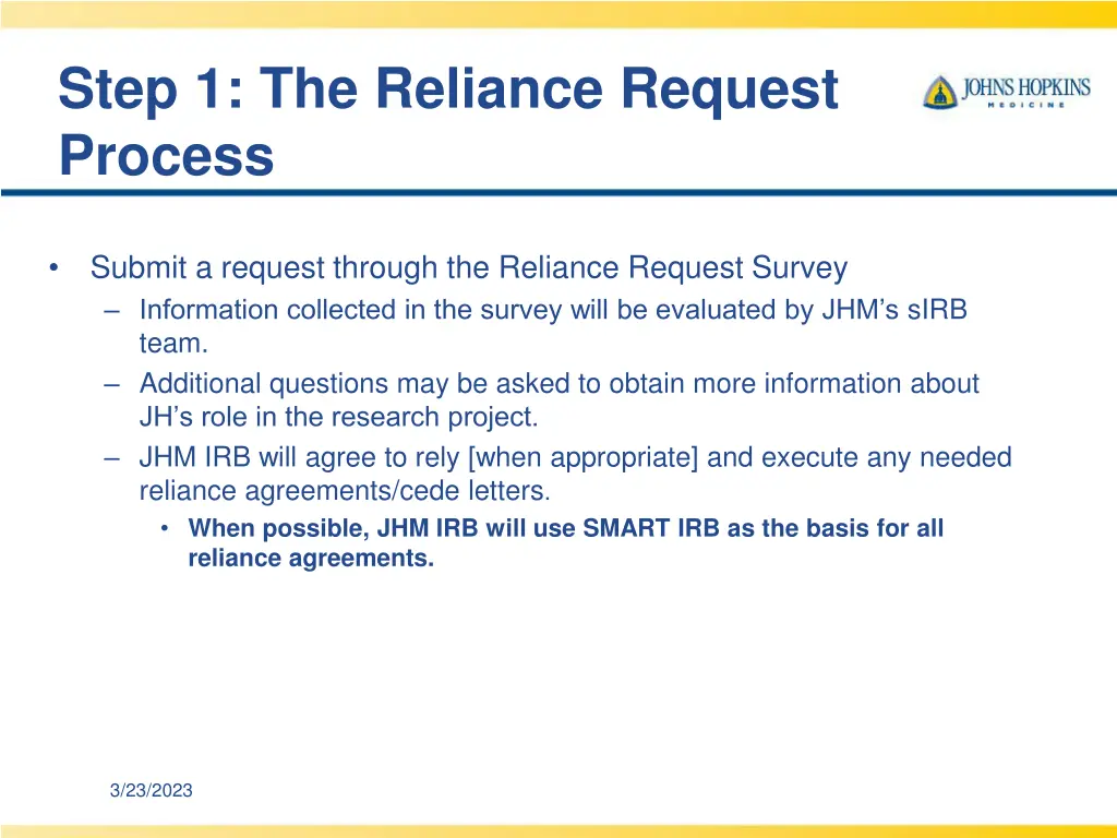 step 1 the reliance request process