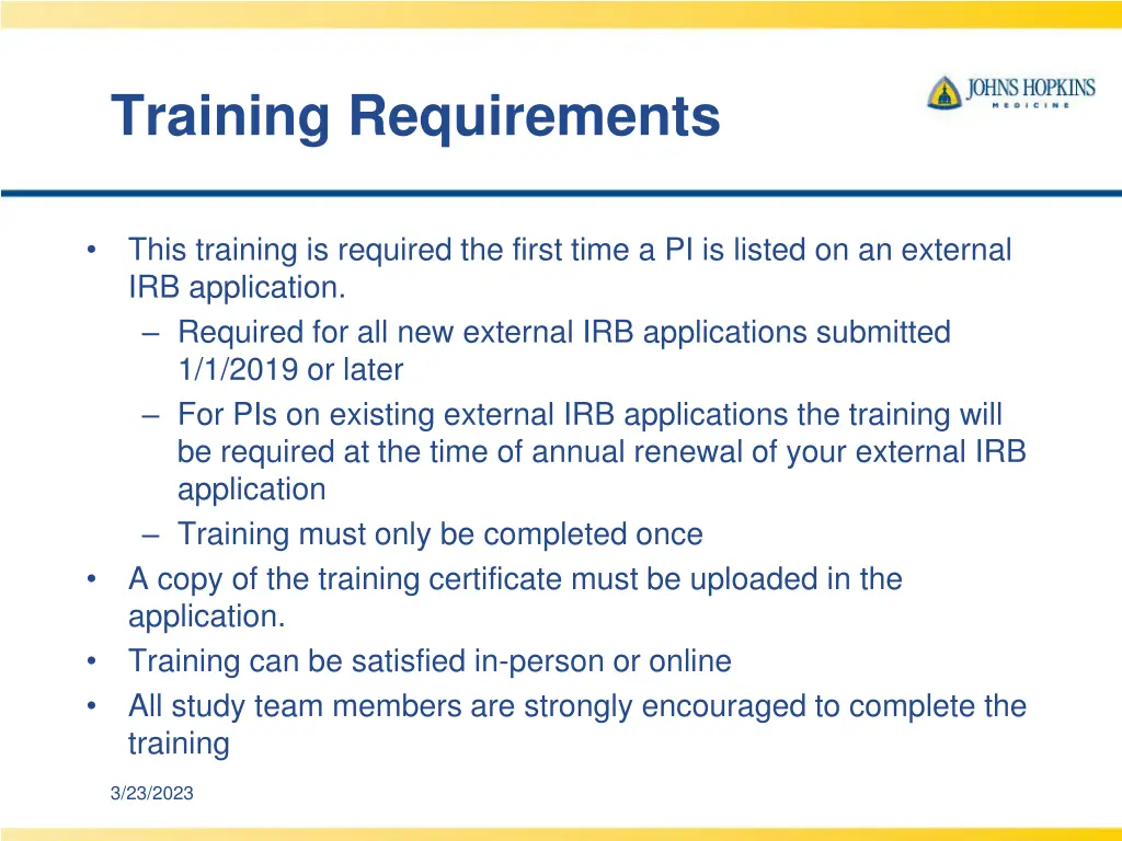 training requirements