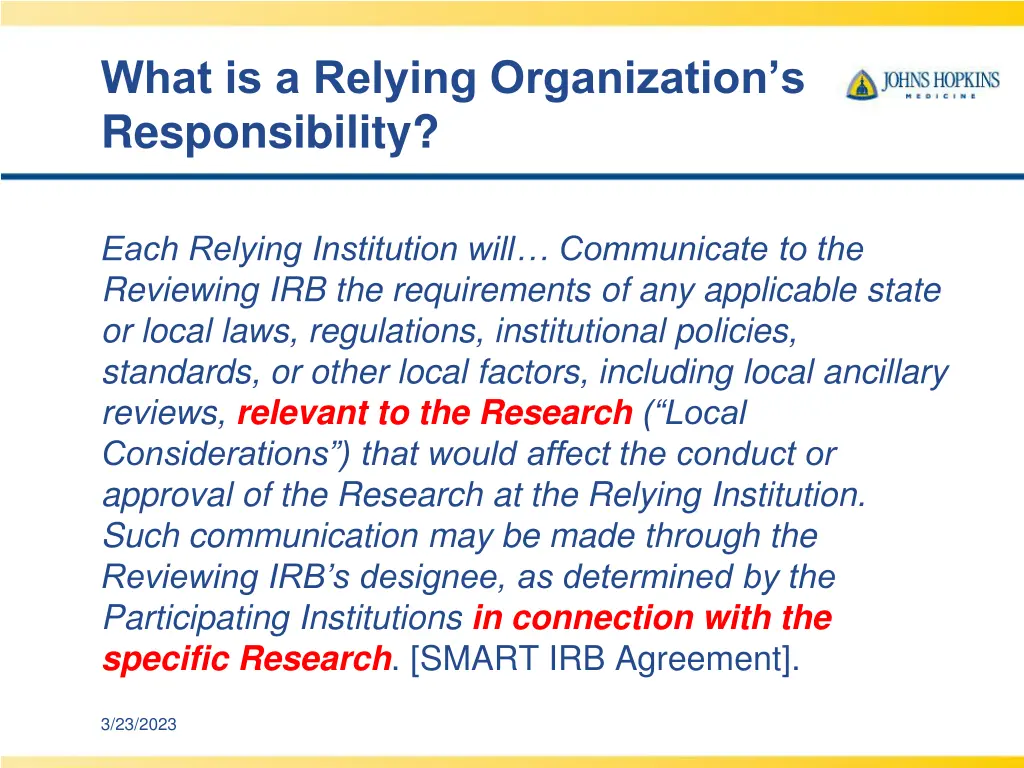 what is a relying organization s responsibility