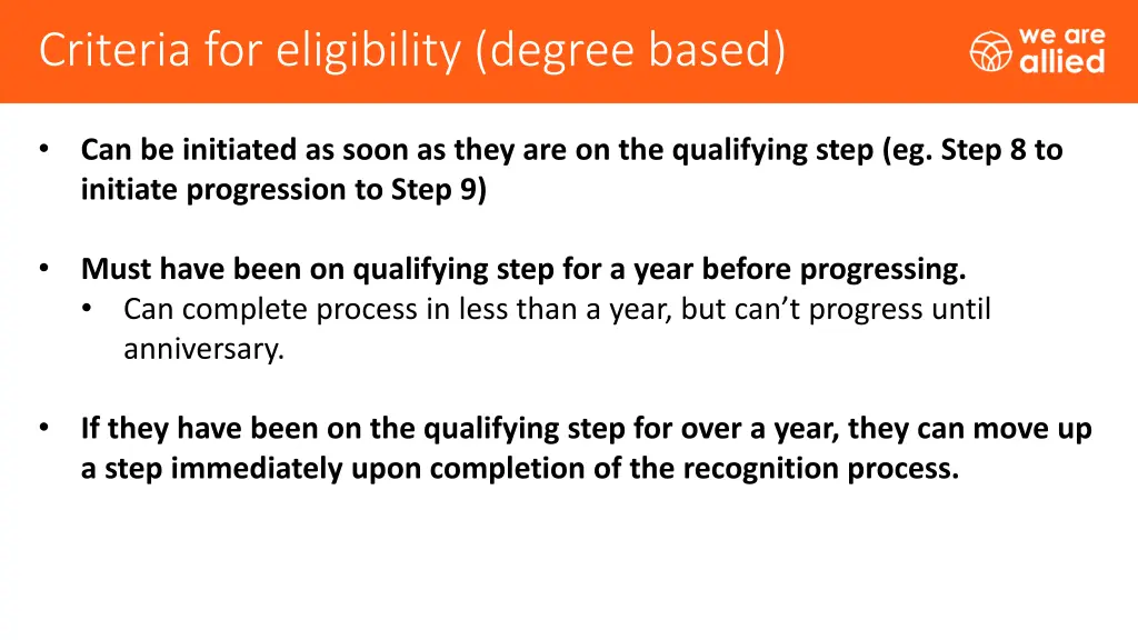 criteria for eligibility degree based